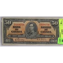 1937 CANADIAN $50 BILL