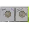 Image 1 : 1943 & 1947 CANADIAN 25 CENT COINS - MAPLE LEAF ON