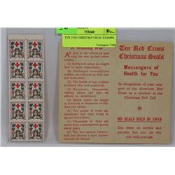 TEN 1918 CHRISTMAS SEAL STAMPS.