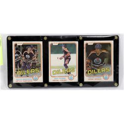 3 FRAMED1981-82 OILERS OPC ROOKIE CARDS - KURRI,