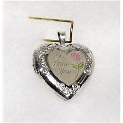 .925 SILVER HEART LOCKET PENDANT WITH "I