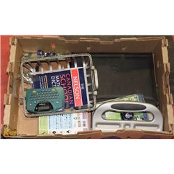 FLAT OF OFFICE ITEMS INCLUDING 3 HOLE PUNCH,