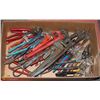 Image 1 : BOX OF ASSORTED PLIERS, PIPE WRENCHES & CUTTERS.