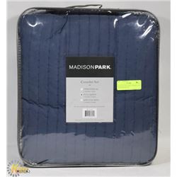 NEW MADISON PARK COVERLET SET QUEEN SIZE BLUE