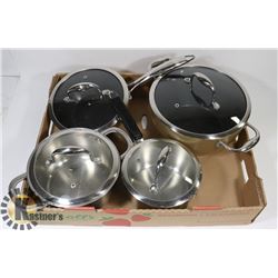 FLAT WITH 4 LAGOSTINA POTS WITH LIDS -