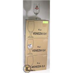 LOT OF 18 MORETTI BIRRA BEER GLASSES NEW