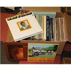 BOX OF ASSORTED VINYL RECORDS.