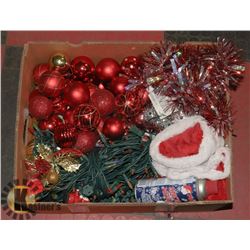 LARGE BOX FULL OF CHRISTMAS DECORATIONS