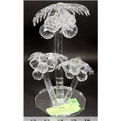LARGE CRYSTAL DISPLAY OF 3 PALMTREES WITH COCONUTS