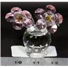Image 1 : CRYSTAL PINK FLOWERS ON A ROUND CRYSTAL BASE