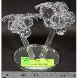 2 CRYSTAL PALM TREES WITH COCONUTS ON CRYSTAL BASE