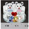 Image 1 : SMALL CRYSTAL DISPLAY OF 2 TEDDY BEARS WITH