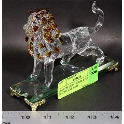 CRYSTAL LION FIGURE WITH DECORATIVE BASE