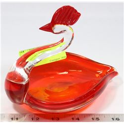 SWAN ART GLASS DISH.
