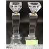 Image 1 : PAIR OF CRYSTAL CANDLE HOLDERS WITH GOLD TONED