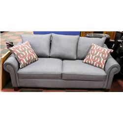 GREY  FABRIC SOFA WITH ACCENT CUSHIONS 85.8"