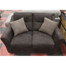 DARK GREY FABRIC LOVESEAT W/2 CUSHIONS 59"