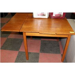 TEAK KITCHEN TABLE WITH DRAW LEAFS 33 1/2"-NO LEAF