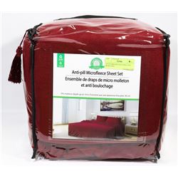 QUEEN MICROFLEECE SHEET SET BURGUNDY