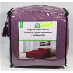 QUEEN MICROFLEECE SHEET SET PURPLE