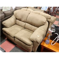 PAIR OF BROWN FABRIC LOVESEATS 60"