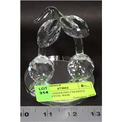 CRYSTAL DANGLING CHERRIES WITH CRYSTAL BASE