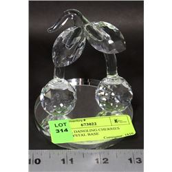 CRYSTAL DANGLING CHERRIES WITH CRYSTAL BASE
