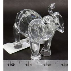 SMALL CRYSTAL RAISED TRUNKED ELEPHANT FIGURE