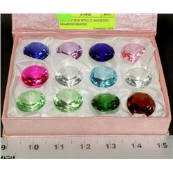 DISPLAY BOX WITH 12 ASSORTED DIAMOND SHAPED