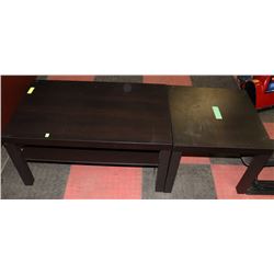 BLACK 2 PC COFFEE TABLE SET.