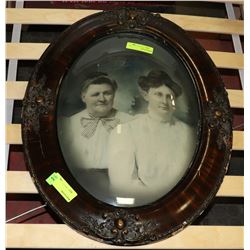 VINTAGE CURVED GLASS FRAMED PORTRAIT