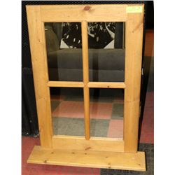 WOODEN FRAMED WALL SHELF WITH MIRROR