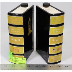 PAIR OF VINTAGE BOOK STYLED DECANTERS MARKED "RYE"