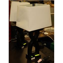 SET OF 2 BROWN WOOD TRI-LIGHT LAMPS