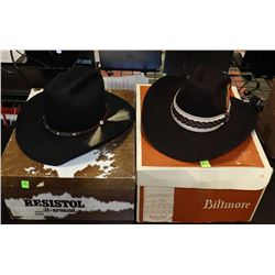 LOT OF 2 ASSORTED COWBOY HATS- RESISTOL AND