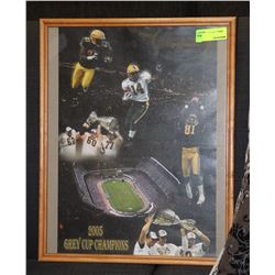 2005 GREY CUP CHAMPIONS FRAMED FOOTBALL PICTURE