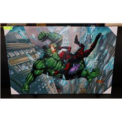 THE HULK VS DEADPOOL ART ON CANVAS