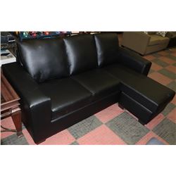 BLACK LEATHERETTE REVERSIBLE MINI SECTIONAL