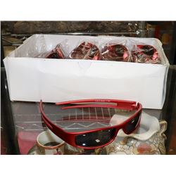 BOX OF ORANGE/RED DESIGNER SUNGLASSES