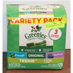 BOX OF GREENIES DOG TREATS - 3 FLAVORS, 1.02KG,