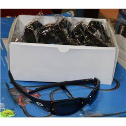 BOX OF DARK BLUE OAKLEY STYLED SUNGLASSES