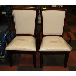 NEW PAIR OF CHERRY WOOD STYLE ARM CHAIRS WITH