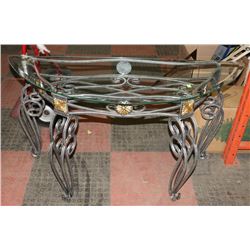 METAL AND GLASS SOFA TABLE. DAMAGED CORNER