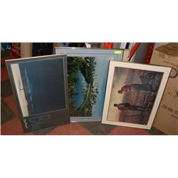 LOT OF 4 ASSORTED FRAMED PICTURES AND CORK
