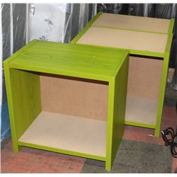 LOT OF 3 LIME GREEN NIGHT STAND/TABLES
