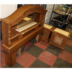 QUEEN HEADBOARD WITH 2 MATCHING END TABLES.