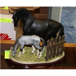 BLACK MARE WITH GREY FOAL FIGURE 12"