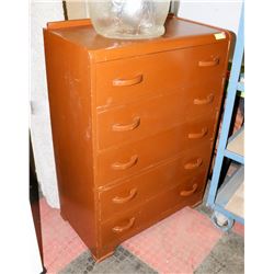 VINTAGE SOLID WOOD WATERFALL 5 DRAWER DRESSER