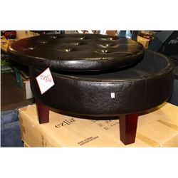 NEW DARK BROWN LEATHERETTE STORAGE OTTOMANS.