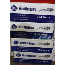 LOT OF 4 BOXES 2" COIL NAILS